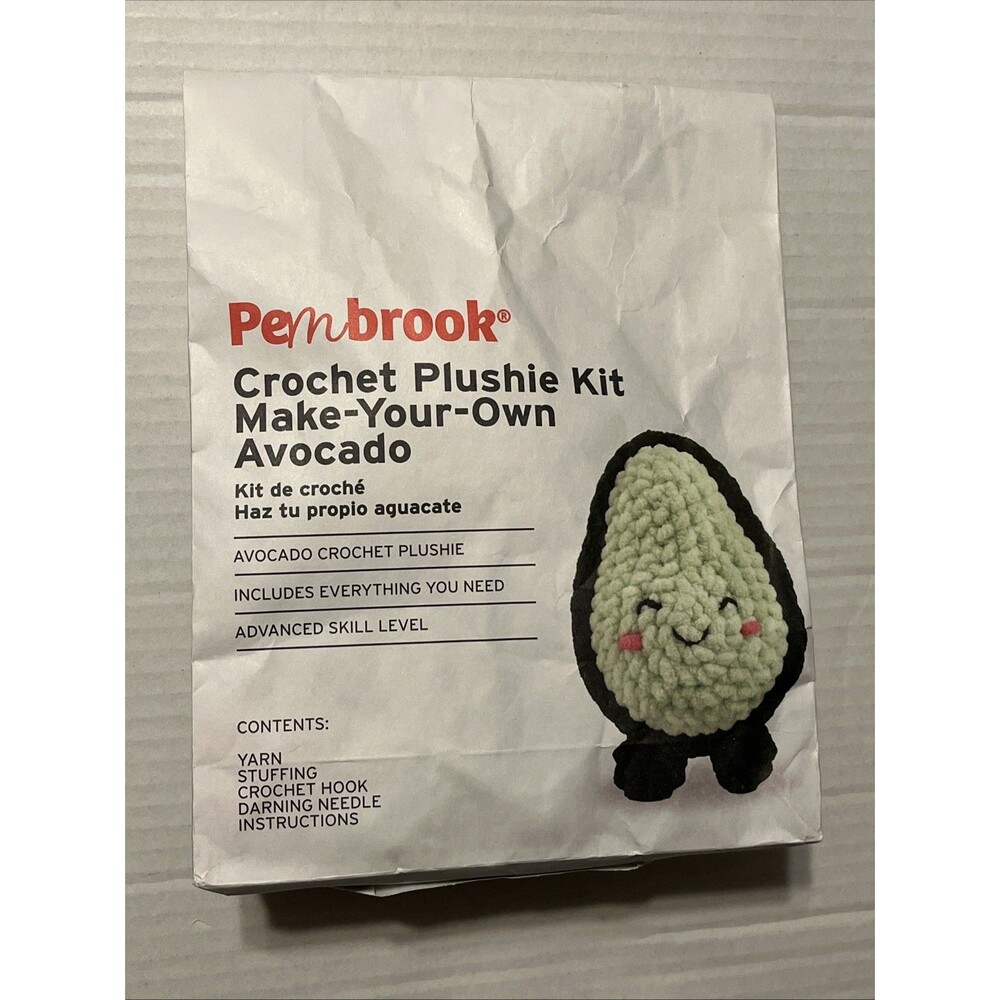 New/Open Box Aldi Pembrook Crochet Plush Kit Make Your Own Avocado Advance Knit